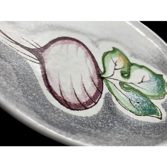 Vtg MCM FRATELLI FANCIULLACCI ITALY Vegetable Plates 8" Radish Lettuce Textured - Picture 3 of 10